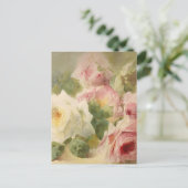 Vintage Waterverf Victoriaans Roos Briefkaart (Staand voorkant)