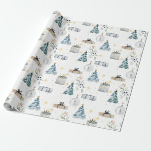 Vintage waterverf wereldbol voor vrolijk kerstfees cadeaupapier