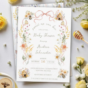Vintage Waterverf Zoete Bij Als Kan Baby Shower Kaart
