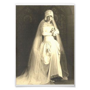 Vintage Weddenschap de foto van de Bride Foto Afdruk