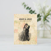 Vintage Weddenschap Oude Fashioned Couple Briefkaart (Staand voorkant)