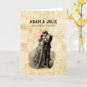 Vintage Weddenschap  Oude Fashioned Couple Kaart (Gele Bloem)