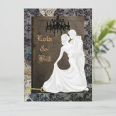 Vintage Wedding Antiek INVITATIE Kaart (Staand voorkant)