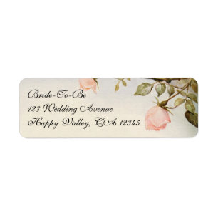 Vintage Wedding, Antiek roze Rose Garden Flowers Etiket