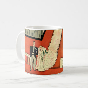 Vintage Wedding, Art Deco Bride en Groom Pas getro Koffiemok