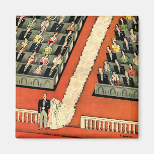 Vintage Wedding, Art Deco Bride en Groom Pas getro Magneet