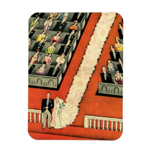 Vintage Wedding, Art Deco Bride en Groom Pas getro Magneet