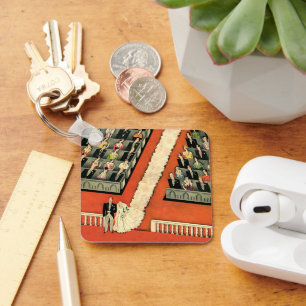 Vintage Wedding, Art Deco Bride en Groom Pas getro Sleutelhanger
