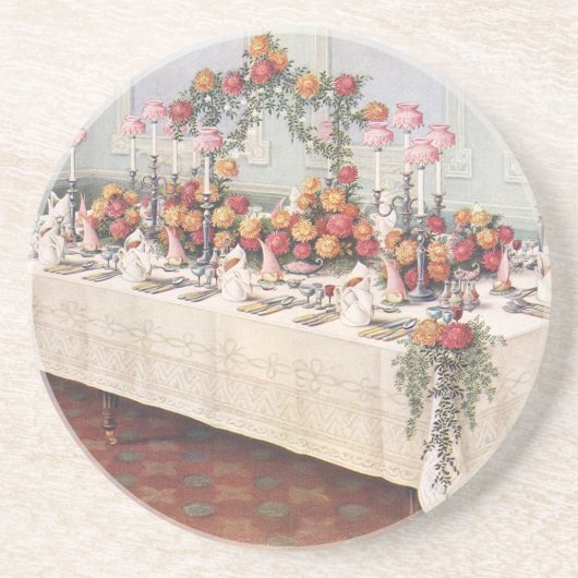 Vintage Wedding Banquet Table Zandsteen Onderzetter (Voorkant)