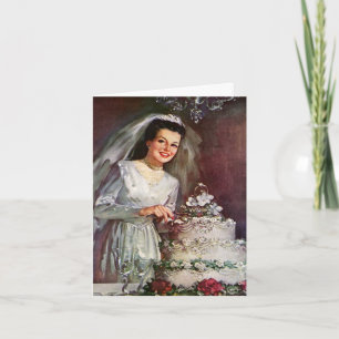 Vintage Wedding, Bride die de bruiloft pakt Bedankkaart