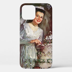 Vintage Wedding, Bride die de bruiloft pakt iPhone 12 Hoesje