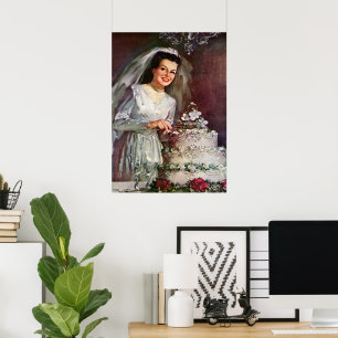 Vintage Wedding, Bride die de bruiloft pakt Poster