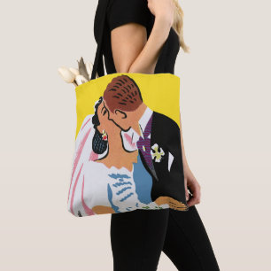 Vintage Wedding, Bride en Groom Passen getrouwd zo Draagtas