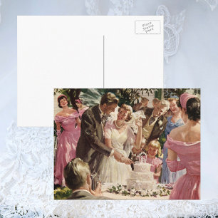 Vintage Wedding Bride Groom Passen getrouwd knippe Briefkaart