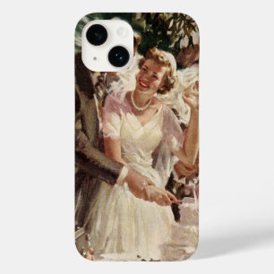 Vintage Wedding Bride Groom Passen getrouwd knippe Case-Mate iPhone 14 Hoesje