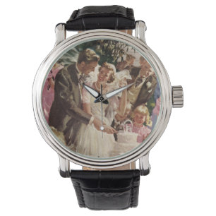 Vintage Wedding Bride Groom Passen getrouwd knippe Horloge