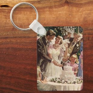 Vintage Wedding Bride Groom Passen getrouwd knippe Sleutelhanger