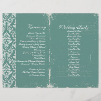 Vintage Wedding Ceremony Program Blauwgroen