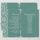 Vintage Wedding Ceremony Programme Turquoise (Devant / Derrière)