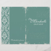 Vintage Wedding Ceremony Programme Turquoise (Dos)