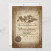 Vintage Wedding Certificate Invitation Kaart (Voorkant)