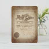 Vintage Wedding Certificate Invite Kaart (Staand voorkant)