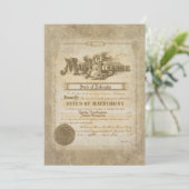 Vintage Wedding Certificate Kaart (Staand voorkant)