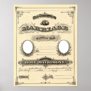 Vintage Wedding Certificate Poster