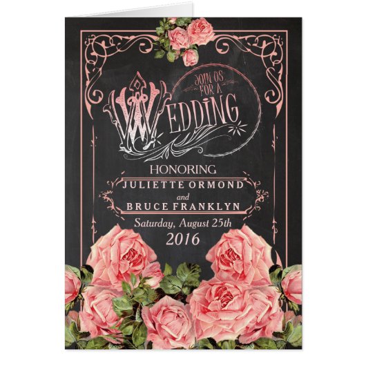 Vintage Wedding Chalkboard - Wenskaart/uitnodiging (Voorkant)