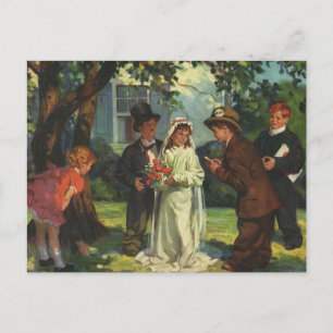 Vintage Wedding, Children Pretend Bride and Groom Briefkaart
