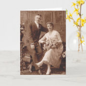 Vintage Wedding Congrats Kaart (Gele Bloem)