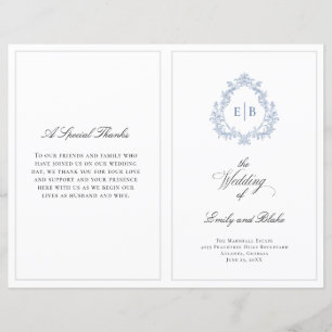Vintage Wedding Crest Gevouwen Trouwprogramma