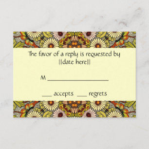 Vintage Wedding, Garden Flowers Floral Butterflies RSVP Kaartje