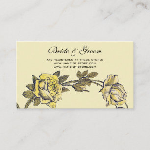 Vintage Wedding, Geel Antiek Tuingeburgerd Roos Wr Informatiekaartje