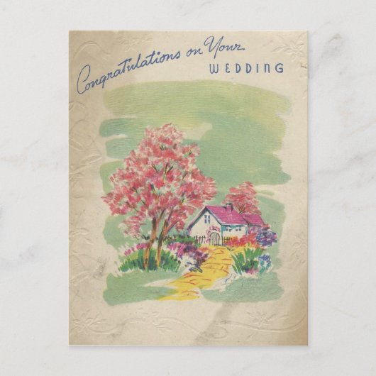 Vintage Wedding Gefeliciteerd Briefkaart (Voorkant)