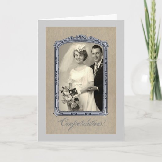 Vintage Wedding Gefeliciteerd Kaart (Voorkant)