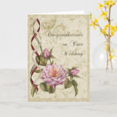 Vintage Wedding Gefeliciteerd Kaart (Gele Bloem)