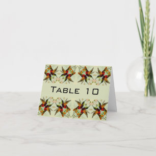 Vintage Wedding, Hummingvogels en bloemen Bedankkaart