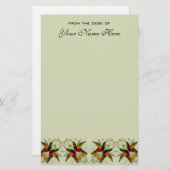 Vintage Wedding, Hummingvogels en bloemen Briefpapier (Voorkant / Achterkant)