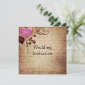 Vintage Wedding Invitation Card Kaart (Staand voorkant)