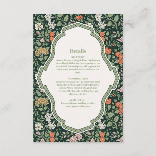 Vintage Wedding Invitation William Morris (Devant)