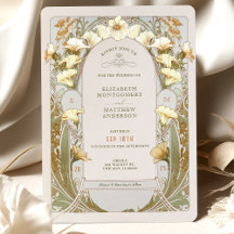Vintage Wedding Invitations Art Nouveau door Mucha
