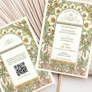 Vintage Wedding Invitations Art Nouveau door Mucha Kaart