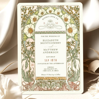 Vintage Wedding Invitations Art Nouveau door Mucha Kaart