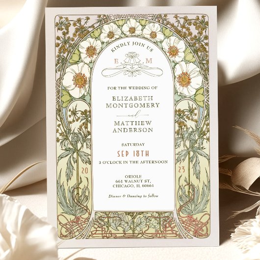 Vintage Wedding Invitations Art Nouveau par Mucha