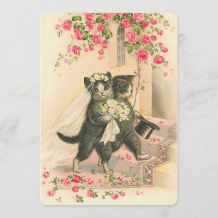 Vintage Wedding Kittens Kaart