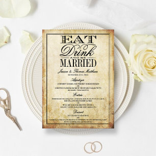 Vintage Wedding Menus Eat, Drink & BE Menu
