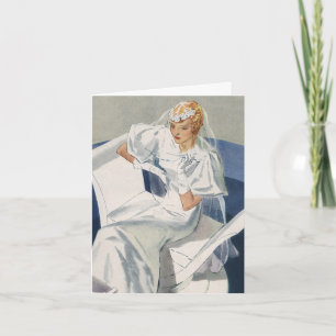 Vintage Wedding, Mid Century Modern Art Deco Bride Bedankkaart