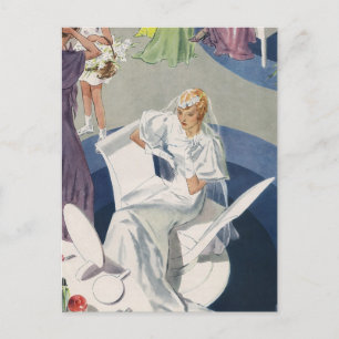 Vintage Wedding, Mid Century Modern Art Deco Bride Briefkaart