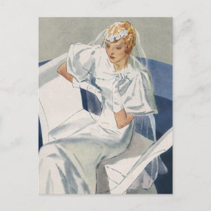 Vintage Wedding, Mid Century Modern Art Deco Bride Briefkaart